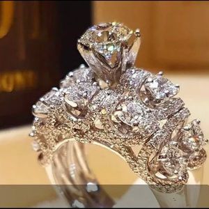 💚925 silver 2piece white sapphire rings